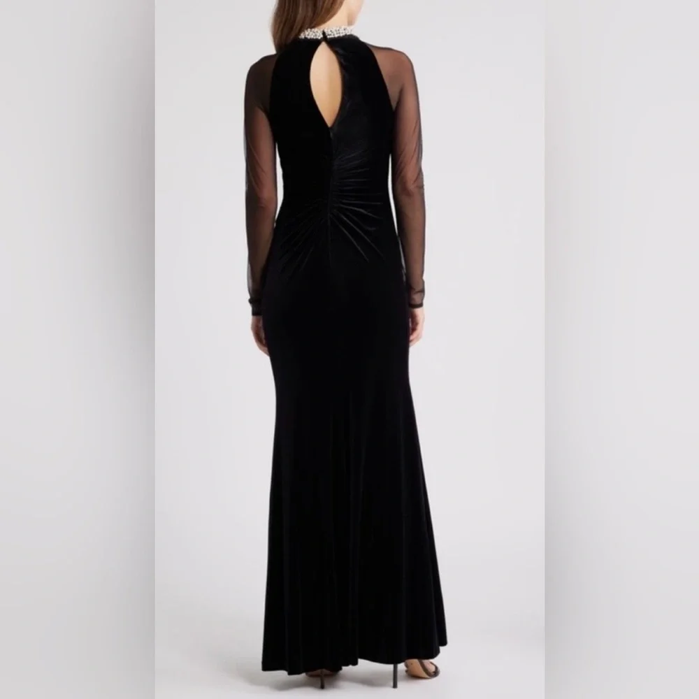 Eliza J Black Velvet Elegant Maxi Dress. Size 6. Nordstrom - Picture 2 of 8
